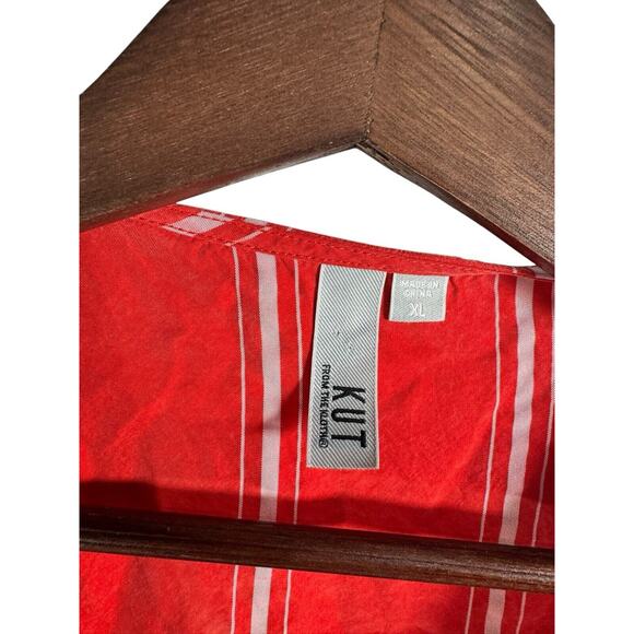 Kut From The Kloth Bianca Shirt Womens Striped Short Sleeve Oversized NWOT XL - Picture 5 of 10